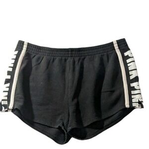 Victoria's Secret PINK Black Logo Shorts Women's Small 2018 Gym Lounge Y2K